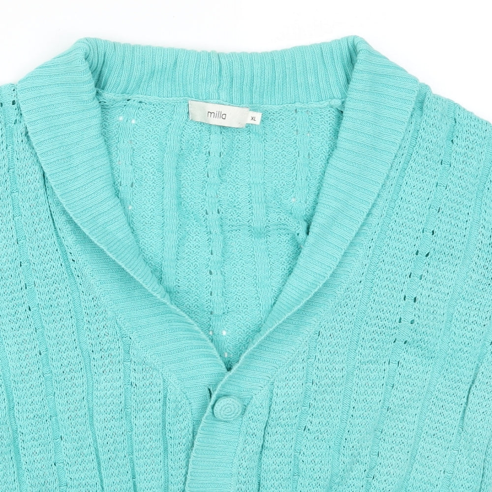 Milla Womens Blue  Knit Cardigan Jumper Size XL