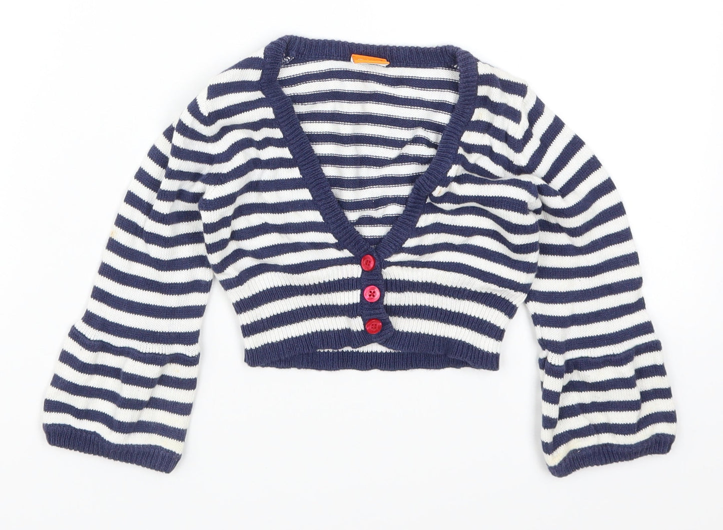 Mini Mode Girls Blue Striped  Cardigan Jumper Size 18-24 Months