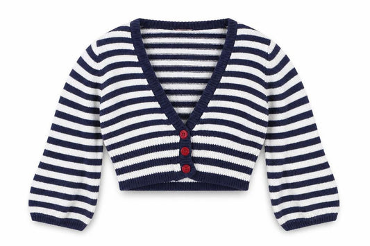 Mini Mode Girls Blue Striped  Cardigan Jumper Size 18-24 Months