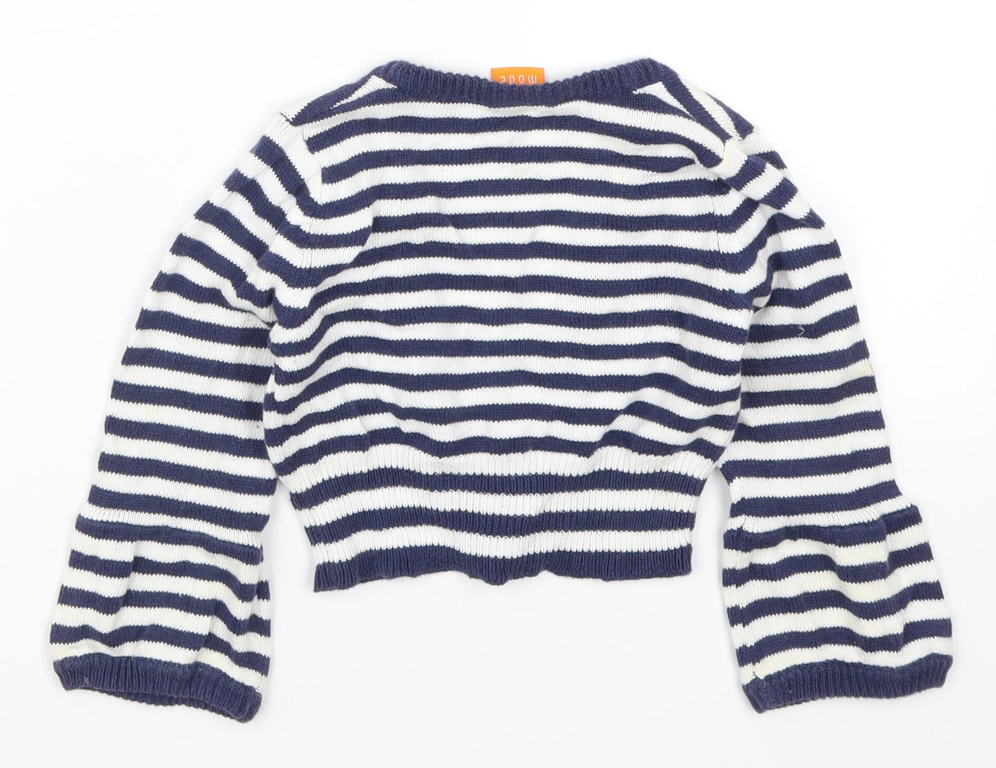 Mini Mode Girls Blue Striped  Cardigan Jumper Size 18-24 Months
