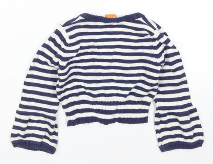 Mini Mode Girls Blue Striped  Cardigan Jumper Size 18-24 Months