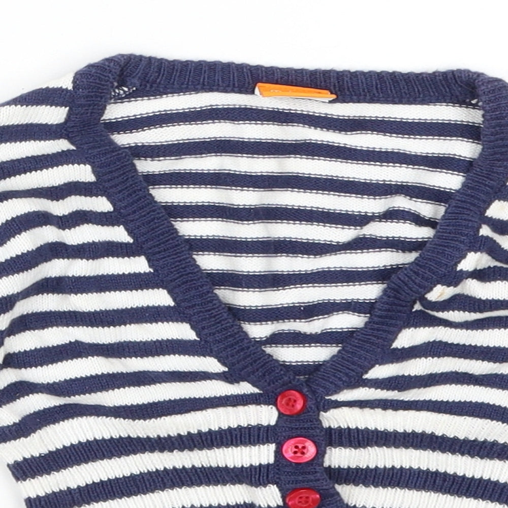 Mini Mode Girls Blue Striped  Cardigan Jumper Size 18-24 Months