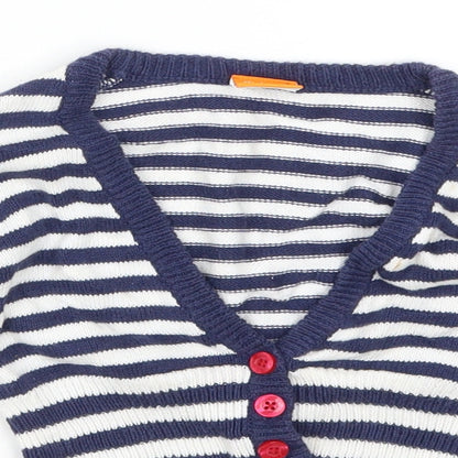 Mini Mode Girls Blue Striped  Cardigan Jumper Size 18-24 Months