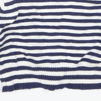 Mini Mode Girls Blue Striped  Cardigan Jumper Size 18-24 Months