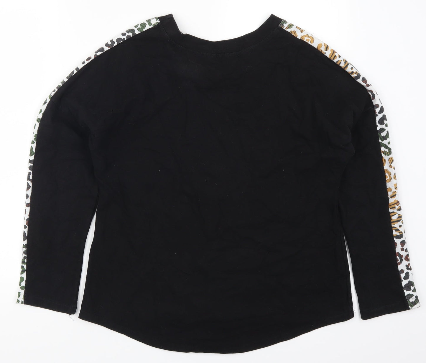 Lacony Womens Black   Pullover Sweatshirt Size M  - Animal Print Stripe on Arms