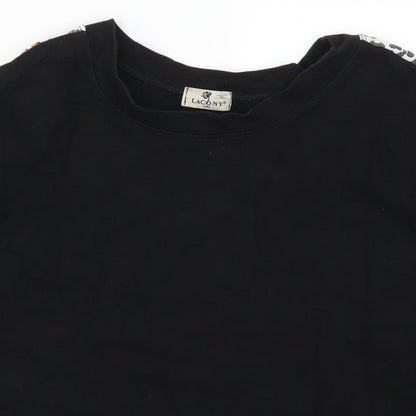 Lacony Womens Black   Pullover Sweatshirt Size M  - Animal Print Stripe on Arms
