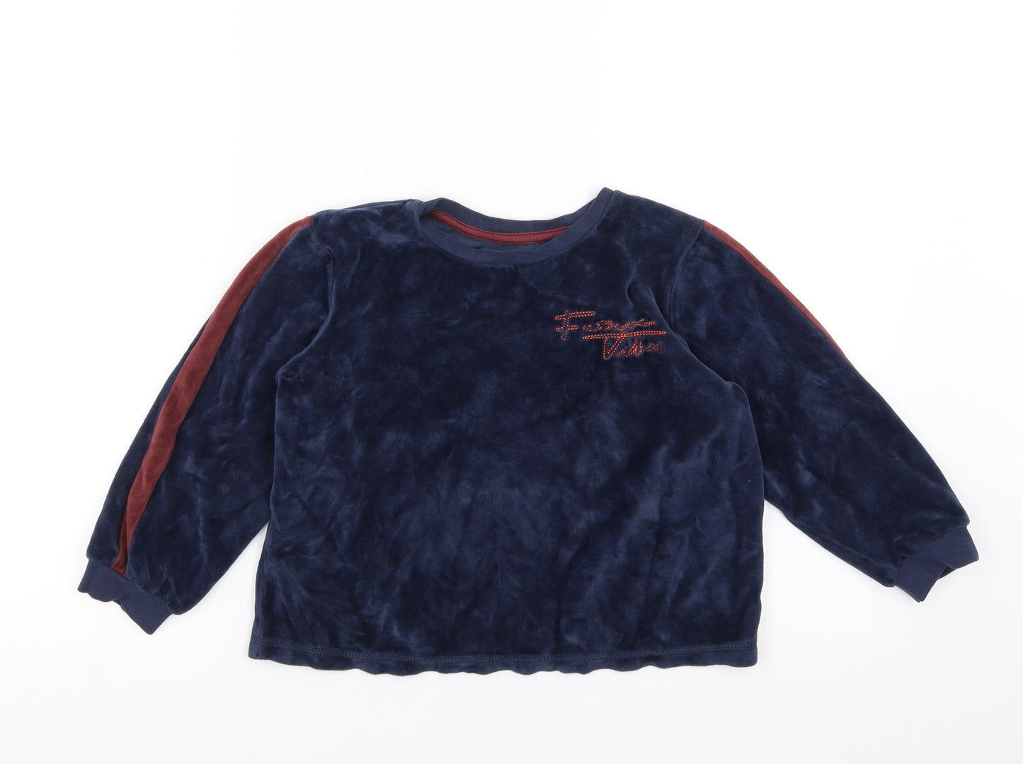 George Boys Blue Solid Fleece  Pyjama Top Size 7-8 Years