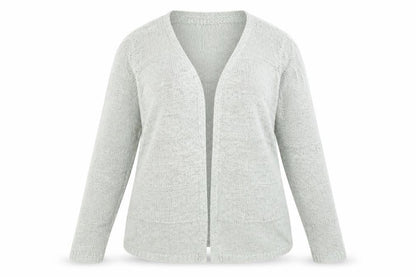 Front view of b.young women’s green cardigan jumper, size L