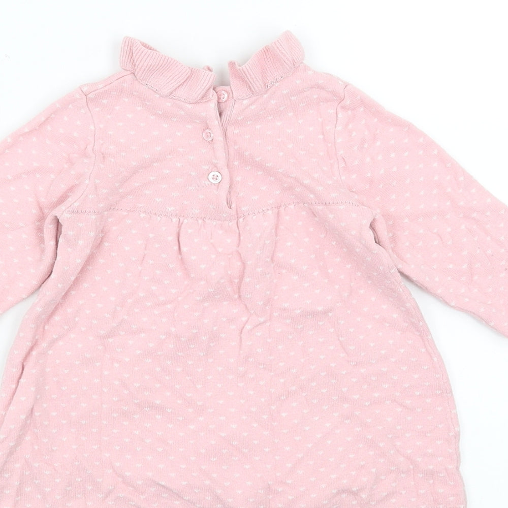 Nutmeg Girls Pink   Jumper Dress  Size 6-9 Months  - heart pattern