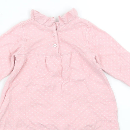 Nutmeg Girls Pink   Jumper Dress  Size 6-9 Months  - heart pattern