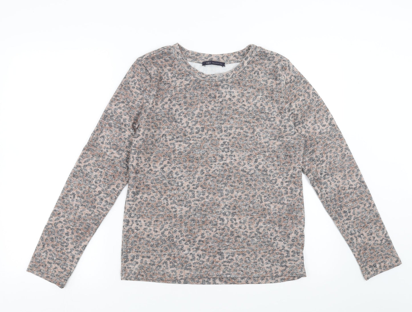 Marks and Spencer Womens Brown Animal Print  Pullover Jumper Size 12