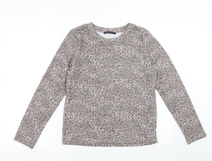 Marks and Spencer Womens Brown Animal Print  Pullover Jumper Size 12