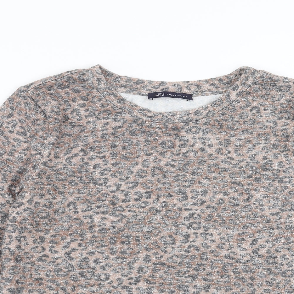Marks and Spencer Womens Brown Animal Print  Pullover Jumper Size 12