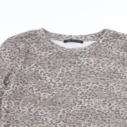Marks and Spencer Womens Brown Animal Print  Pullover Jumper Size 12