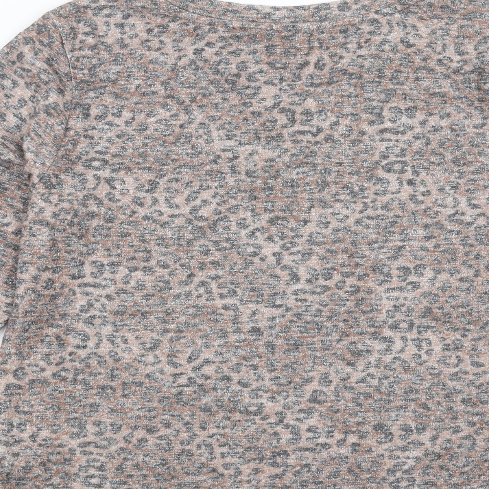 Marks and Spencer Womens Brown Animal Print  Pullover Jumper Size 12