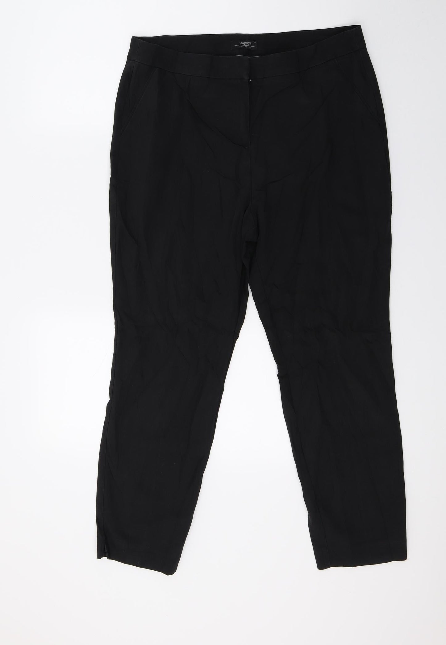 Womens UK Size 16 Papaya Regular Fit  Black Trousers