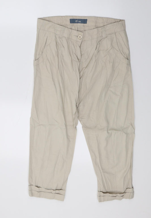 Womens UK Size 8 Evie Regular Fit Cropped Beige Trousers
