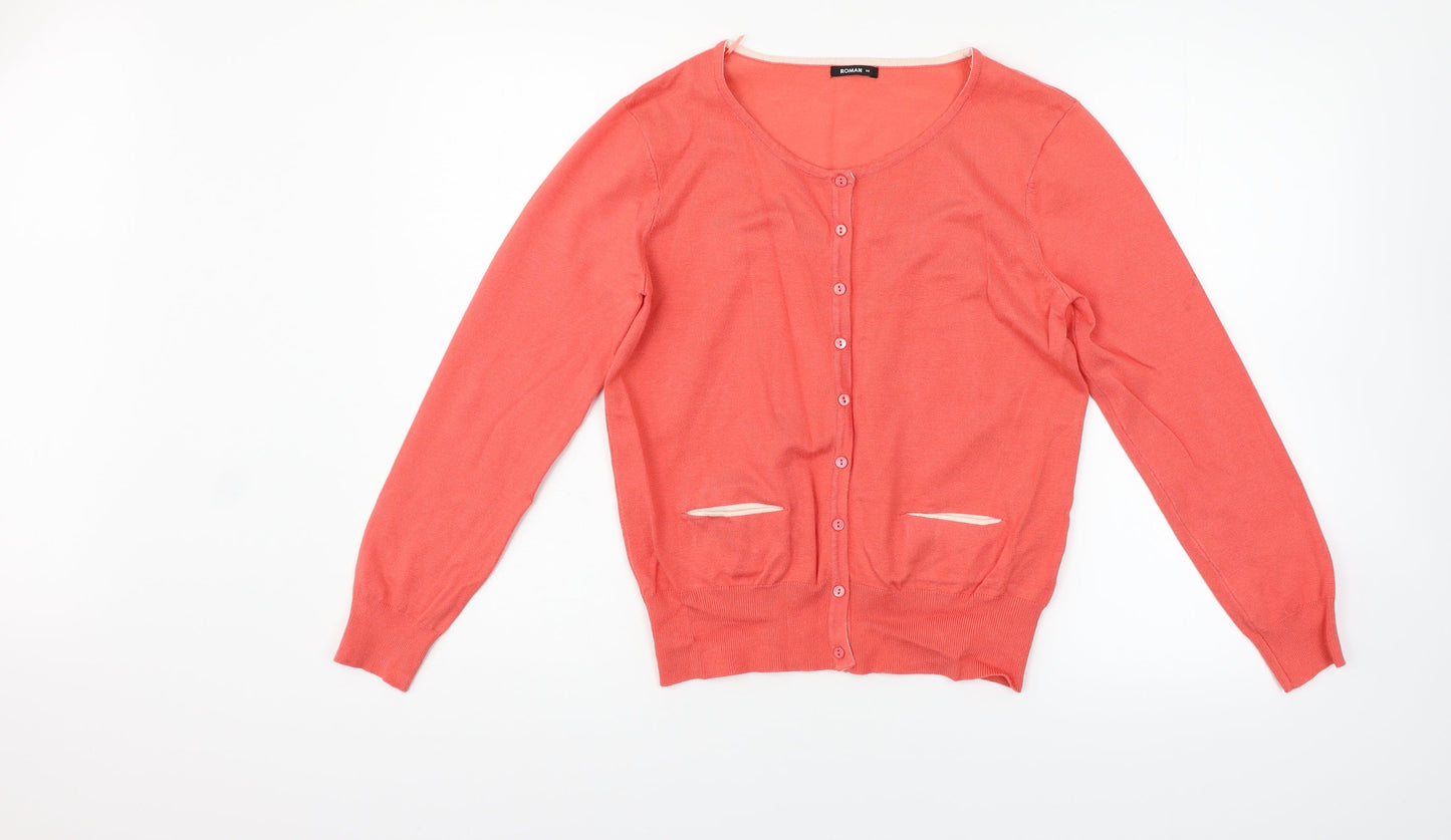 Roman Womens Pink   Cardigan Jumper Size 14