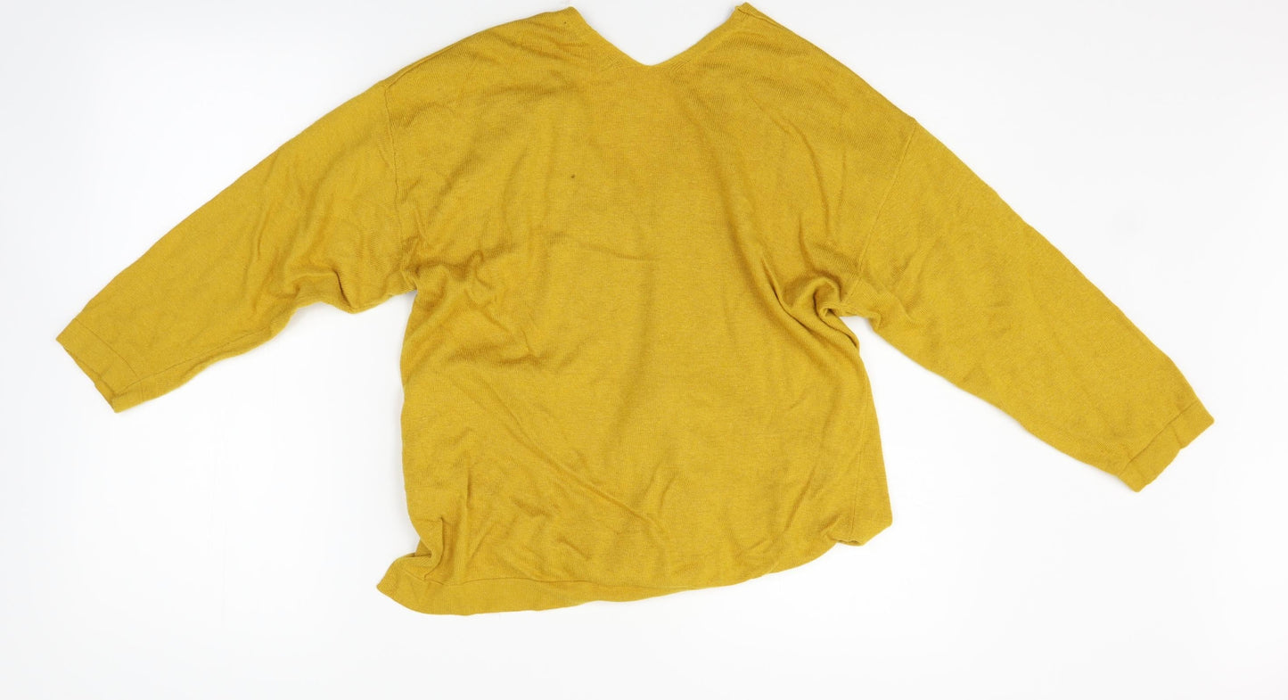 Marks and Spencer Womens Yellow   Henley Jumper Size 12