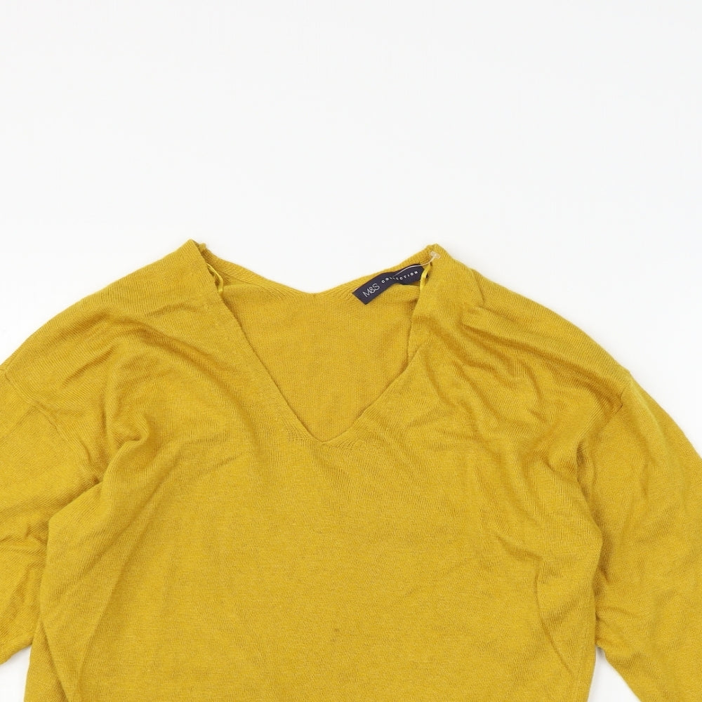 Marks and Spencer Womens Yellow   Henley Jumper Size 12