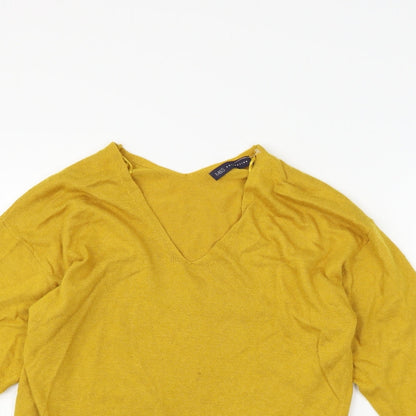 Marks and Spencer Womens Yellow   Henley Jumper Size 12