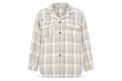 CAMEO ROSE Womens Beige Check  Basic Button-Up Size L