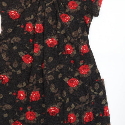 Yumi Womens Brown Fair Isle  Skater Dress  Size M