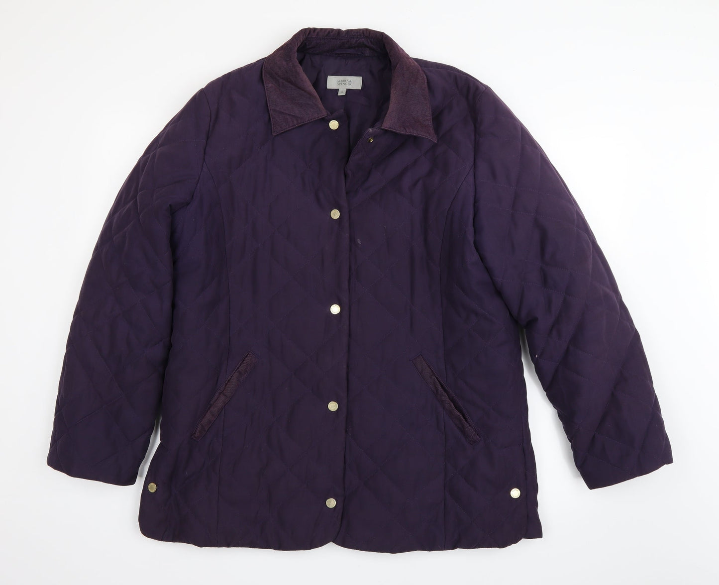 Womens UK Size M Marks and Spencer Purple Quilted Coat