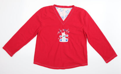 Primark Womens Red Solid  Top Pyjama Set Size M