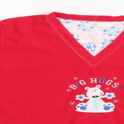 Primark Womens Red Solid  Top Pyjama Set Size M