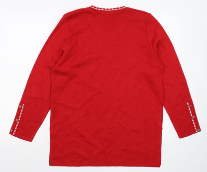 Serge Ohane Womens Red  Knit Pullover Jumper Size L