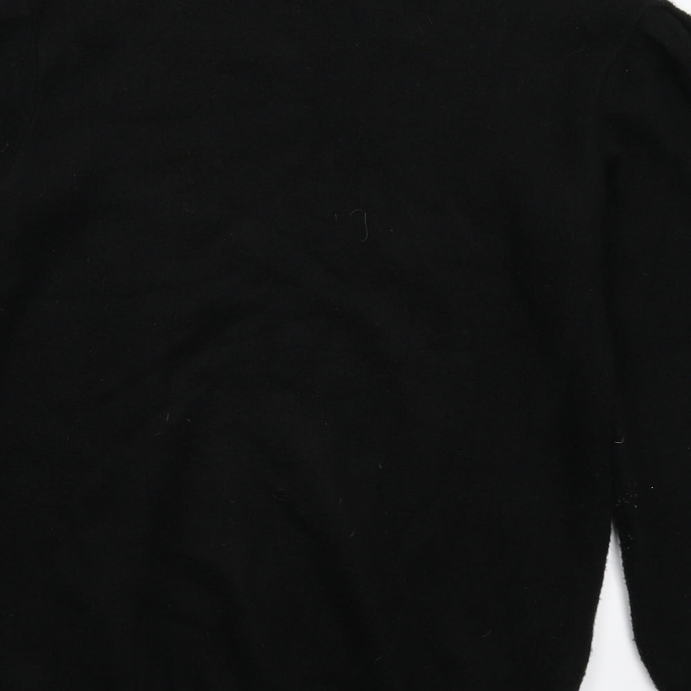 Afibel Womens Black Floral Knit Pullover Jumper Size 12