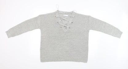 Additional front view of Papaya women’s grey jumper, size L