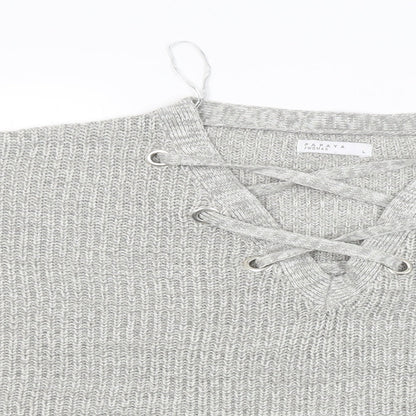 Close-up detail of Papaya women’s grey jumper, size L
