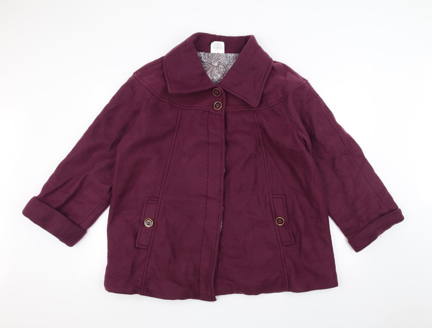 Womens UK Size 18 Anne De Lancay Purple Pea Coat