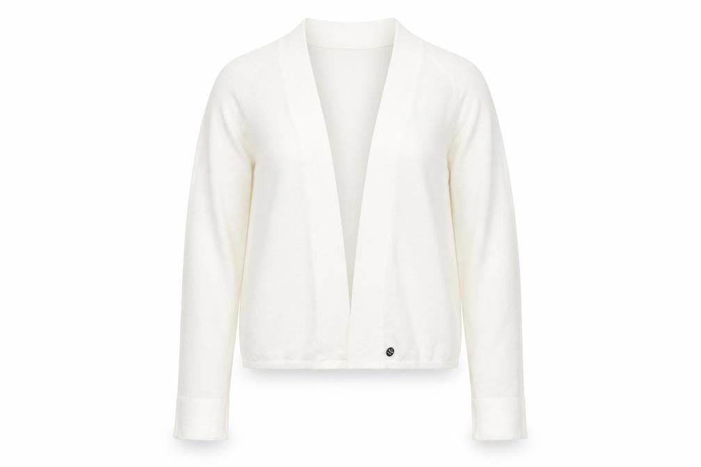 Front view of Linea women’s white cardigan jumper, size M