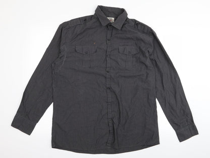 F&F Mens Grey Striped   Button-Up Size L