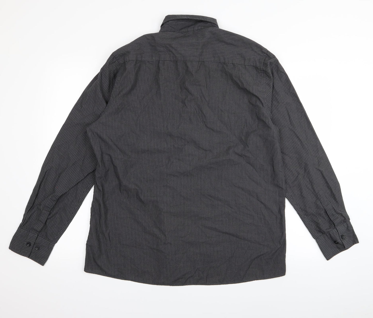 F&F Mens Grey Striped   Button-Up Size L