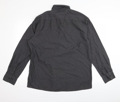 F&F Mens Grey Striped   Button-Up Size L