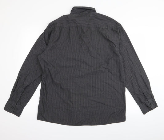 F&F Mens Grey Striped   Button-Up Size L