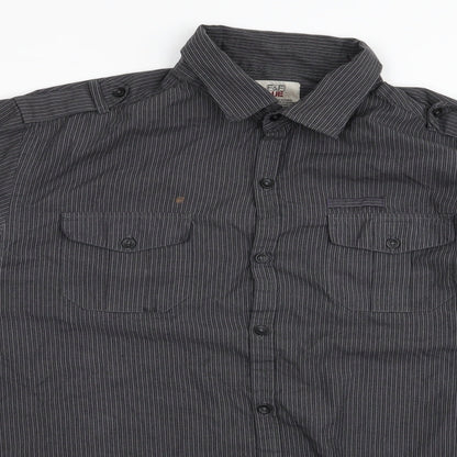 F&F Mens Grey Striped   Button-Up Size L