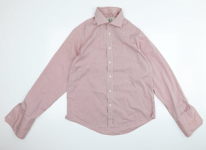 Mens UK Size 17 Preworn Red  Button-Up Long Sleeve Casual Shirt