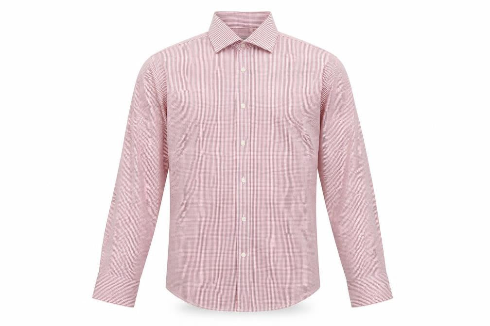 Mens UK Size 17 Preworn Red  Button-Up Long Sleeve Casual Shirt