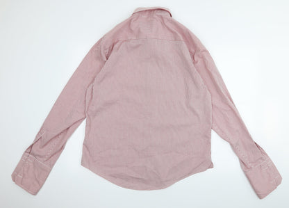 Mens UK Size 17 Preworn Red  Button-Up Long Sleeve Casual Shirt