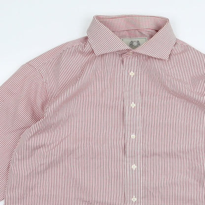 Mens UK Size 17 Preworn Red  Button-Up Long Sleeve Casual Shirt