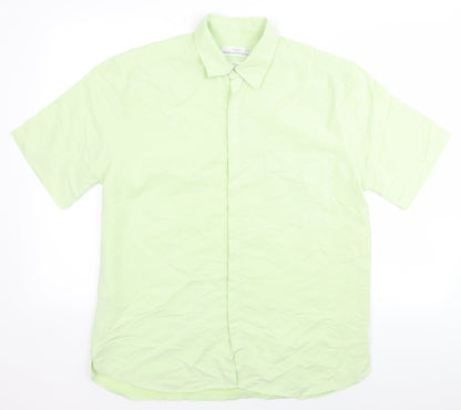 Mens UK Size M m&s Green  Button-Up Short Sleeve Casual Shirt