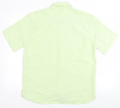 Mens UK Size M m&s Green  Button-Up Short Sleeve Casual Shirt