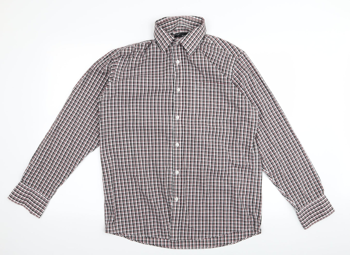 Mens UK Size 15 bw White  Button-Up Long Sleeve Casual Shirt