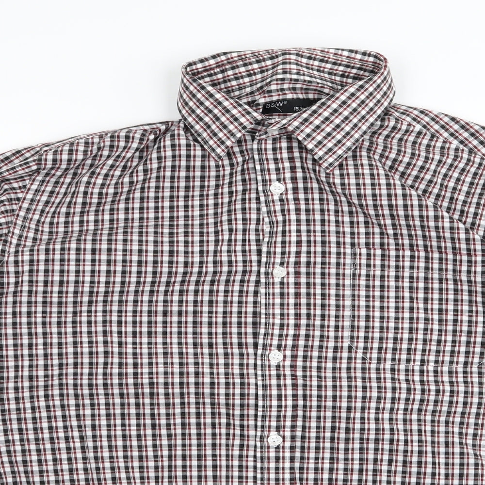 Mens UK Size 15 bw White  Button-Up Long Sleeve Casual Shirt