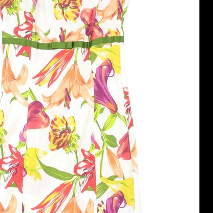 Cream Womens Multicoloured Floral  Fit & Flare  Size 12